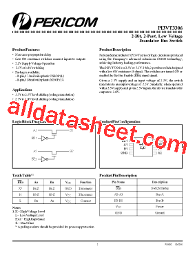 PI3VT3306UX Datasheet PDF - Pericom Semiconductor Corporation