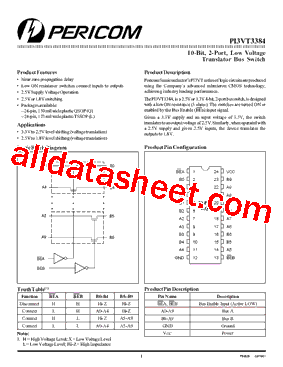 PI3VT3384L Datasheet PDF - Pericom Semiconductor Corporation