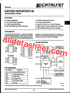 CAT24C16I Datasheet PDF - Catalyst Semiconductor