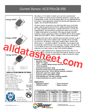 ACS755XCB-050 Datasheet PDF - Allegro MicroSystems