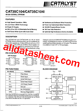 CAT35C104 Datasheet PDF - Catalyst Semiconductor