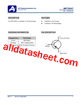 MBT3904T Datasheet PDF - AiT Semiconductor Inc.
