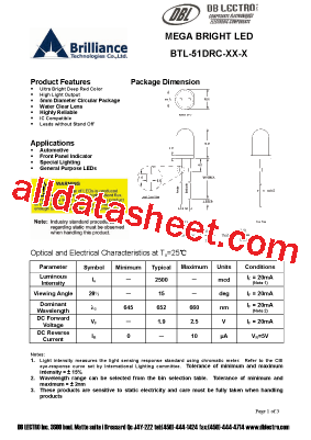 BTL-51DRC-R5-R Datasheet PDF - DB Lectro Inc