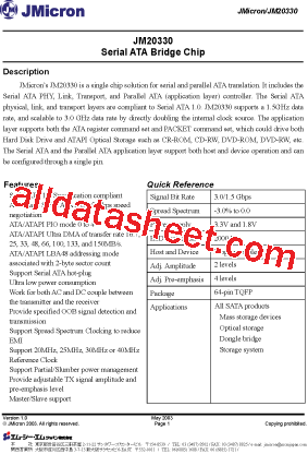 JM20330 Datasheet PDF - List of Unclassifed Manufacturers