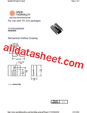 574502B00000 Datasheet PDF - Aavid, Thermal Division of Boyd Corporation