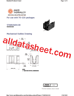 576802B04100 Datasheet PDF - Aavid, Thermal Division of Boyd Corporation