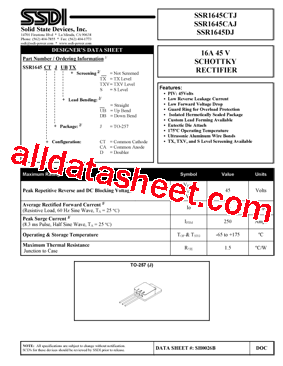 SSR1645CAJ Datasheet PDF - Solid States Devices, Inc