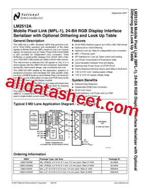 LM2512ASN Datasheet PDF - National Semiconductor (TI)