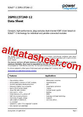 2SP0115T2A0-12 Datasheet PDF - Power Integrations, Inc.