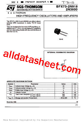 2N918 Datasheet PDF - STMicroelectronics