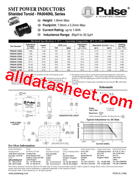 PA0040NL Datasheet PDF - Pulse A Technitrol Company