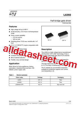 L6393D013TR Datasheet PDF - STMicroelectronics