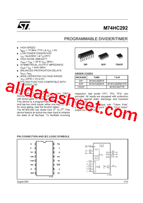 M74HC292RM13TR Datasheet PDF - STMicroelectronics
