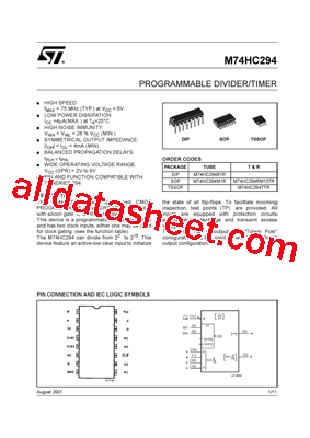 M74HC294TTR Datasheet PDF - STMicroelectronics
