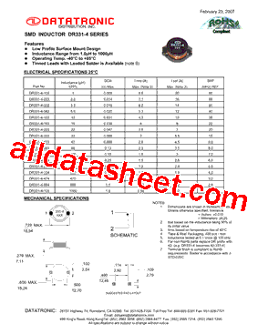DR331-4-153 Datasheet PDF - Datatronic Distribution, Inc.