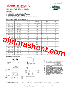 DR331-2-105 Datasheet PDF - Datatronic Distribution, Inc.