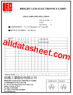 BL-B6134 Datasheet PDF - BRIGHT LED ELECTRONICS CORP