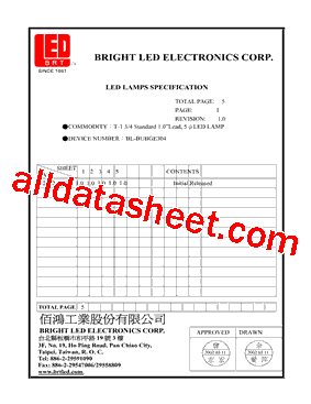 BL-BUBGE304 Datasheet PDF - BRIGHT LED ELECTRONICS CORP