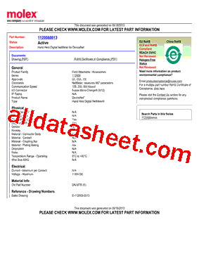 1120080013 Datasheet PDF - Molex Electronics Ltd.