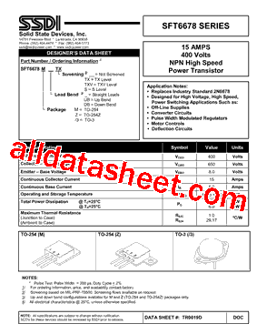 SFT6678M Datasheet PDF - Solid States Devices, Inc