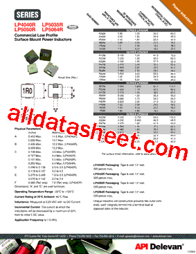 LP4040R-R82M Datasheet PDF - API Delevan
