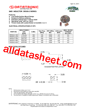 DR355-2 Datasheet PDF - Datatronic Distribution, Inc.