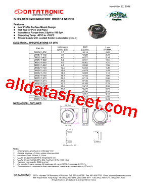 DR357-1-153 Datasheet PDF - Datatronic Distribution, Inc.