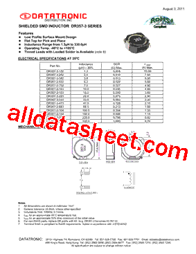 DR357-3-154 Datasheet PDF - Datatronic Distribution, Inc.