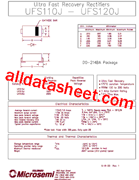 UFS110J Datasheet PDF - Microsemi Corporation