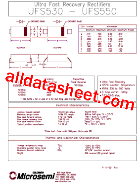 UFS530 Datasheet PDF - Microsemi Corporation