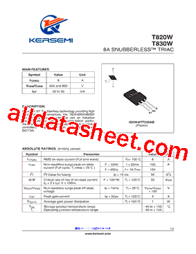 T830-800W Datasheet PDF - Kersemi Electronic Co., Ltd.