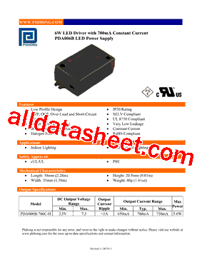 PDA006B-700C-H Datasheet PDF - Phihong USA Inc.