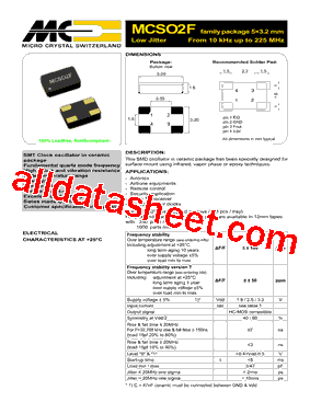 MCSO2F Datasheet PDF - MICORO CRYSTAL SWITZERLAND