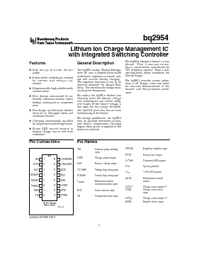 BQ2954 Datasheet PDF - Texas Instruments