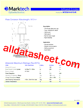 MTE5014-015-IR Datasheet PDF - Marktech Corporate