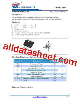 KSMB3N80 Datasheet PDF - Kersemi Electronic Co., Ltd.