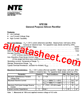 NTE156 Datasheet PDF - NTE Electronics