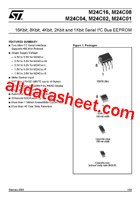 M24C02-WBN6TP/W Datasheet PDF - STMicroelectronics